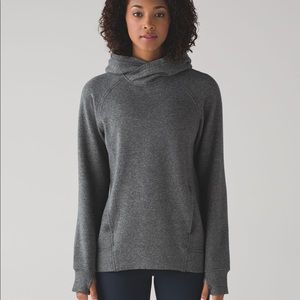 Lululemon Fleece Please pullover hoodie in heather gray, size 10 fits like a 6/8